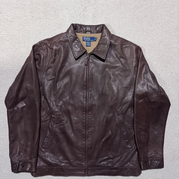 폴로 랄프로렌 양가죽 브라운 레더 자켓 L