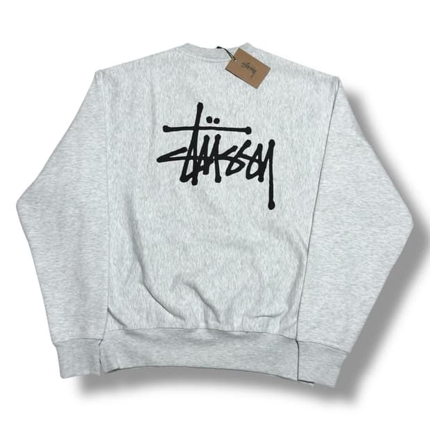 Stussy 새상품 빅로고 애쉬 헤더 기모 맨투맨