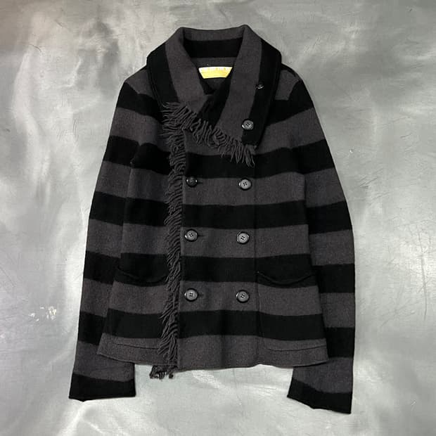  고무 펑크 스트라이프 울 자켓 y14817