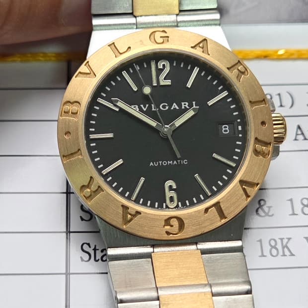 불가리 디아고노 18K콤비 LCV35SG 블랙판 오토매틱 브레이슬릿 ve