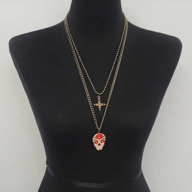 sugar skull necklace set