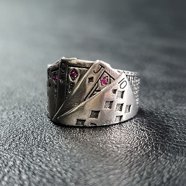 Spare 실버 남자 엔틱 빈티지 명품 킹 퀸 카드 반지