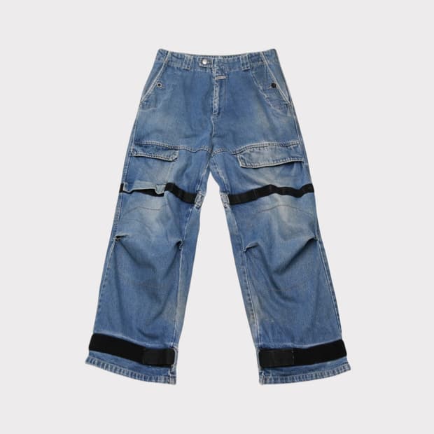 [32인치] 90's 마리떼프랑소와저버 파라 셔틀 테이프 데님팬츠