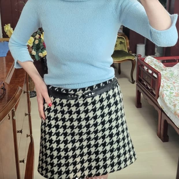 프랑스 모르간 하운드투스 체크 스컷 