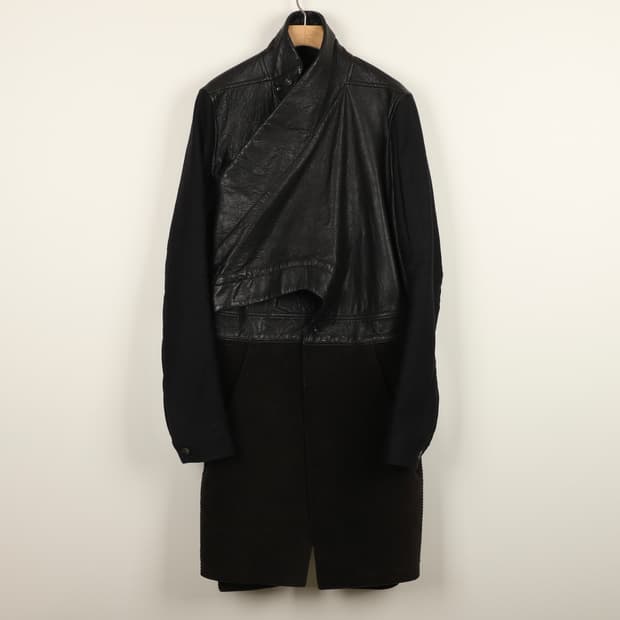 S / Rick Owens 릭오웬스 가죽 코듀로이 코트