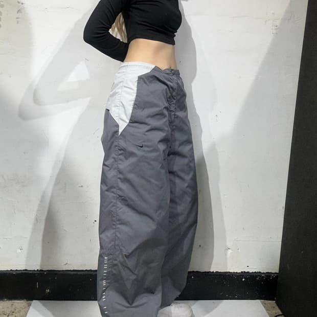 00s 나이키 차콜 화이트 와이드 트랙 팬츠 L