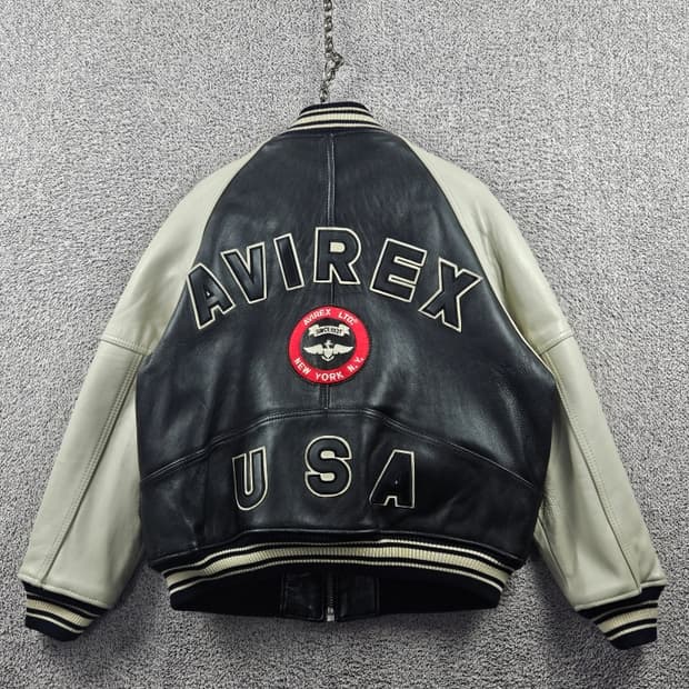 아비렉스 아이콘 가죽 배색 블루종 자켓 ( M ) / 10979