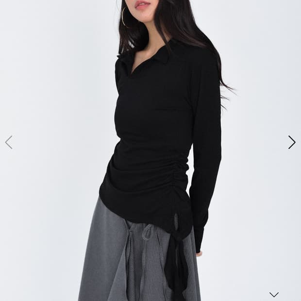오운서 One Draped Shirring Long Sleeve_Blac