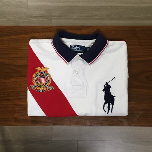 폴로 빅포니 성조기 반팔 럭비티 화이트 (2)