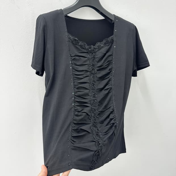 VIntage black lace panel top