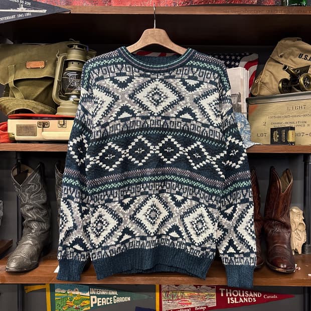 90s 빈티지 페어아일 패턴 울 니트 스웨터
