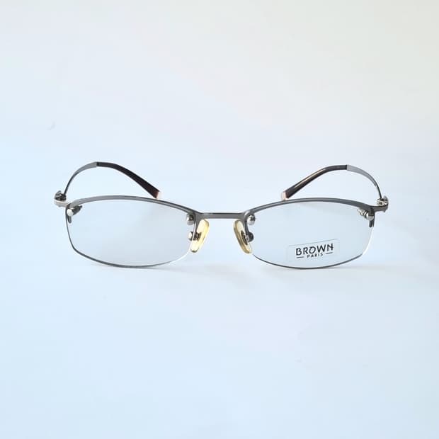 데드스탁 반전 디테일 지그재그 메탈 반무테 안경테  715