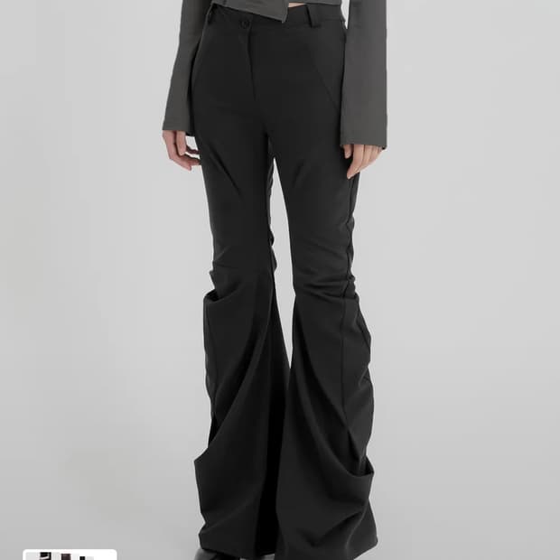 플레어업 드레이프팬츠 Asymmetrical Drape Pants 블랙
