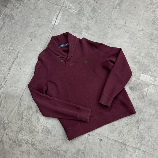 폴로 숄카라 맨투맨 버건디