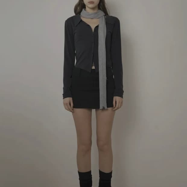 벨리아르 스티치 슬림 머플러 그레이