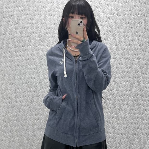 아베크롬비 올드스쿨 빈티지 캐주얼 딥블루 후드집업 M C11736