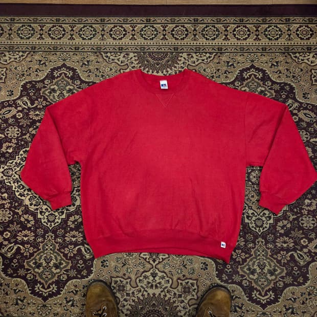90s 빈티지 러셀 스웻셔츠 레드 XXL
