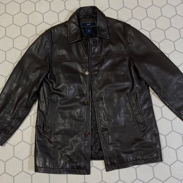 (M) 90s 갭 레더 카코트 다크 브라운 올드갭