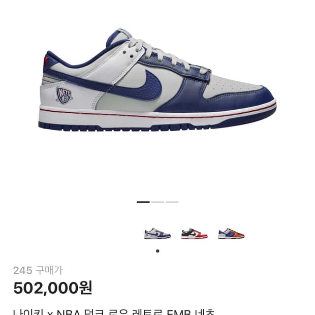  나이키 x NBA 덩크 로우 레트로 EMB 네츠 245