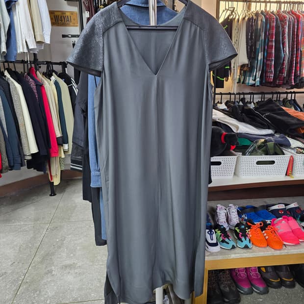 코스 V넥 반팔 롱원피스 (1240)