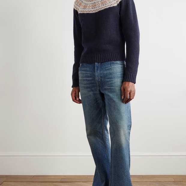 셀린느 트리옹프 페어 아일 울 니트 스웨터 네이비 M