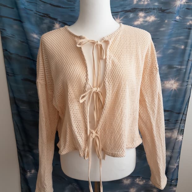 리본 그물 가디건