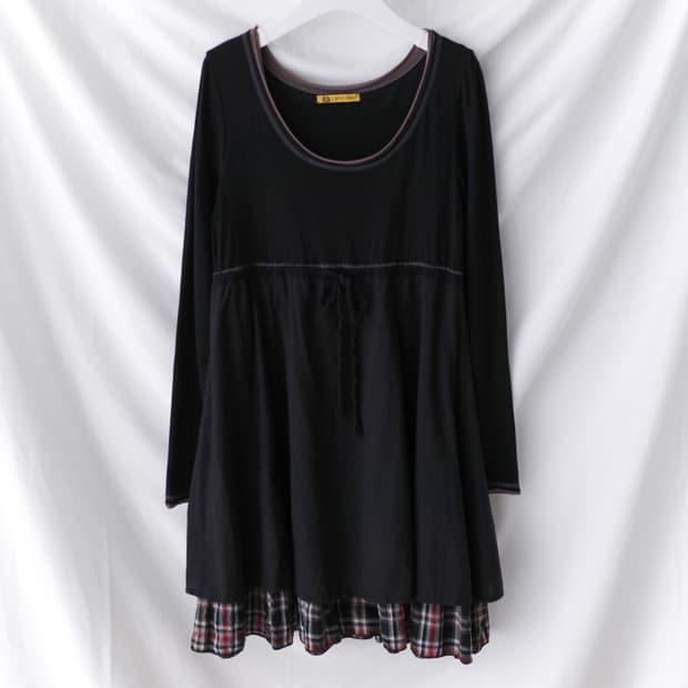 check shirring one-piece