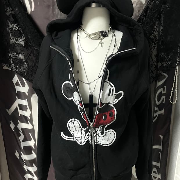 도쿄 디즈니 미키마우스 귀달이 후드집업 00s 핀터갸루니혼진서브컬쳐양산형