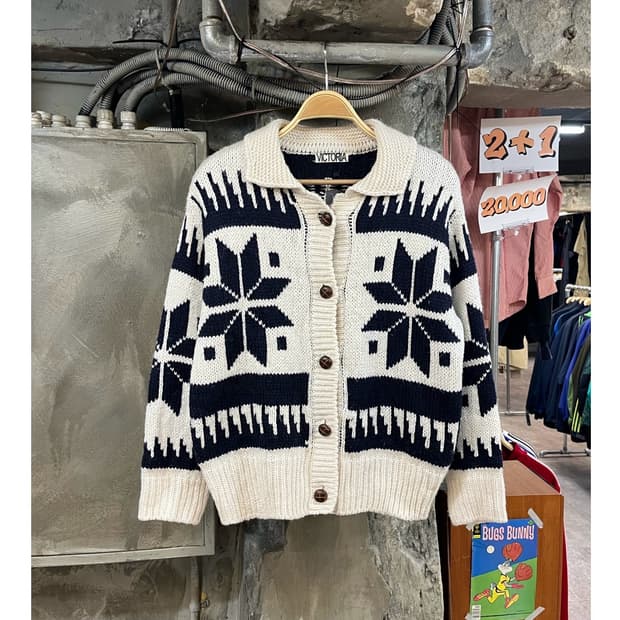 빈티지 패턴 버튼 가디건 #csz3265