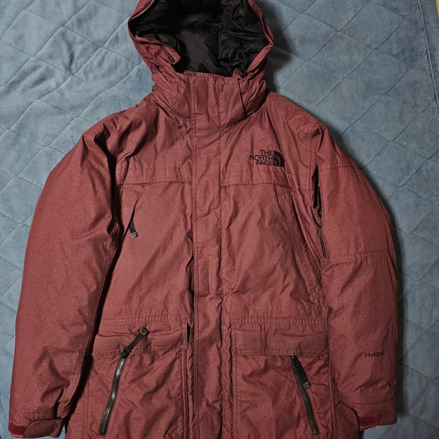 노스페이스 구스다운 패딩 버건디