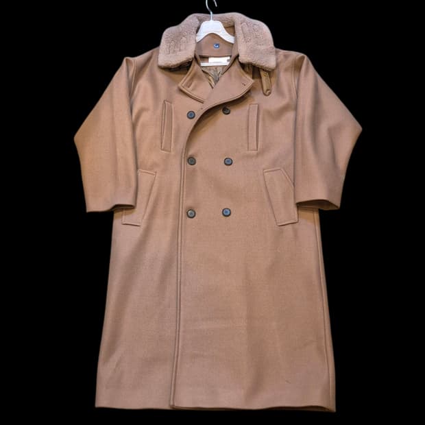 M(착샷잇음) 인디브라운 털배색 더블롱코트 