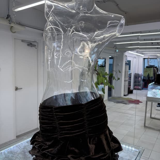 브라운 레이스 디테일 캉캉 스커트