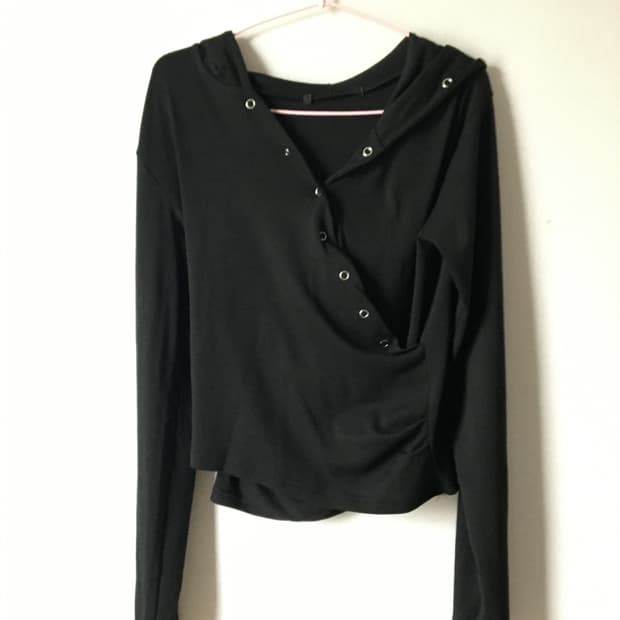 스냅버튼 랩 블랙 후드