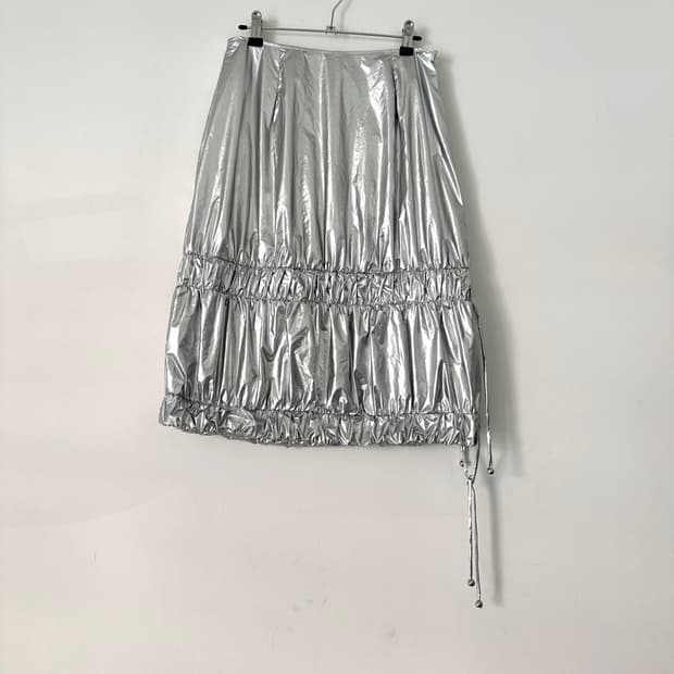 UNKNOWN BLUE tulip strip skirt / silver
