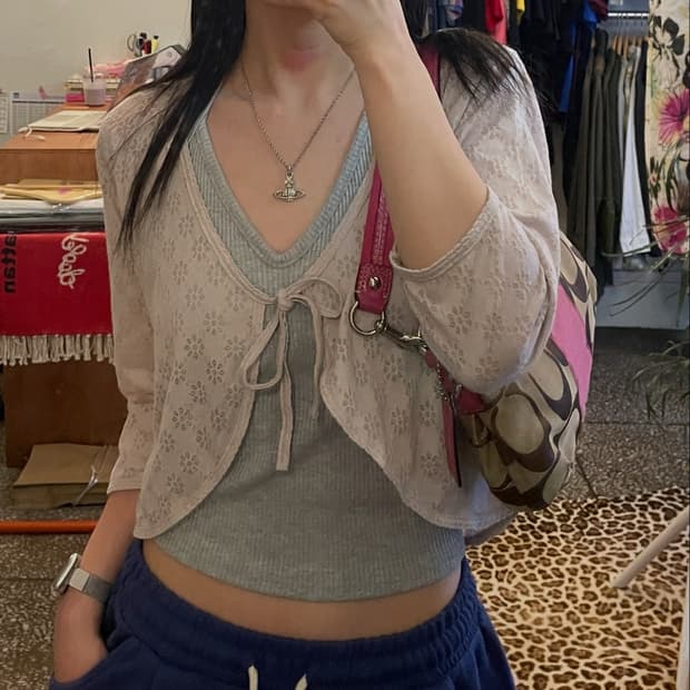 베이지 플라워패턴 가디건 [무배]