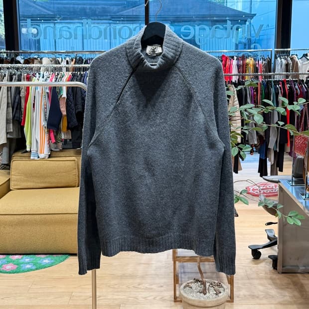 에르메스 차콜 어블릭 지퍼 캐시미어 니트 