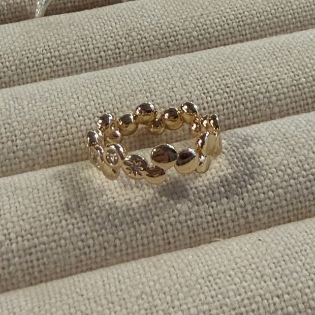 새상품 여성 신주 은도금 골드 투패턴 반지