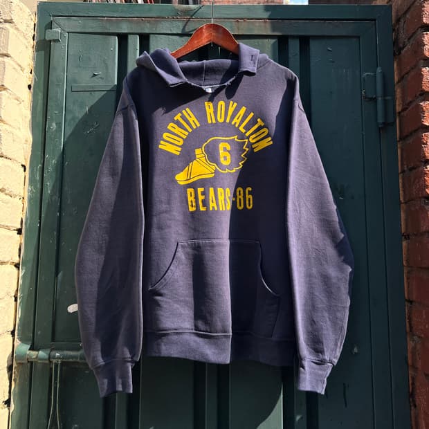 [M]80's 러셀 USA Made BEARS-86 네이비 후드 티셔츠