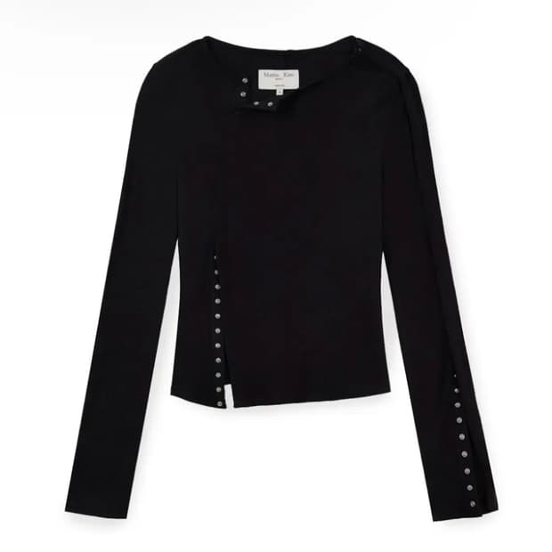 마뗑킴 스냅 디테일 슬림 탑 블랙