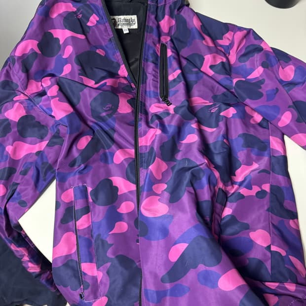 베이프 BAPE 컬러 카모 WGM 샤크 후디 재킷 퍼플 XXL