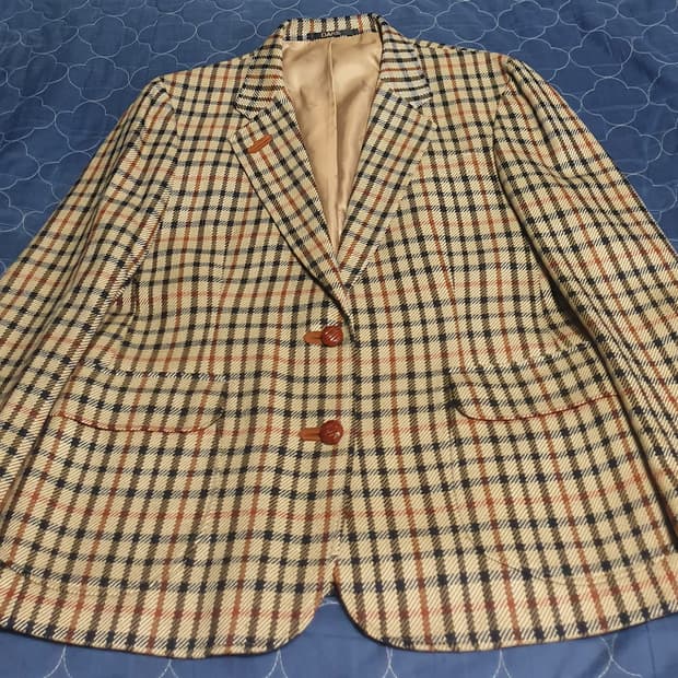 (빈티지) 닥스 레이디스 클래식체크 울100% 블레이저 브라운 (66)