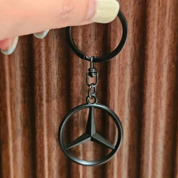 벤츠 로고 무광 블랙 메탈 키링