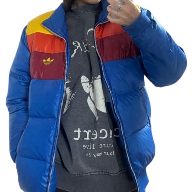 [착샷O] 아디다스 컬러블록 덕다운 오리털 패딩