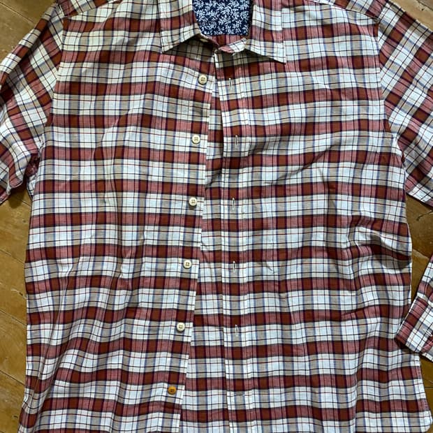 (미착용) 코오롱 클럽 캠브리지 긴팔 여름 체크 남방 105