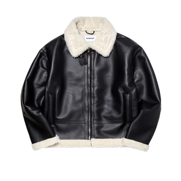 프라임먼트 드롭 숄더 에코 무스탕 판매합니다 블랙 레더 자켓 가죽