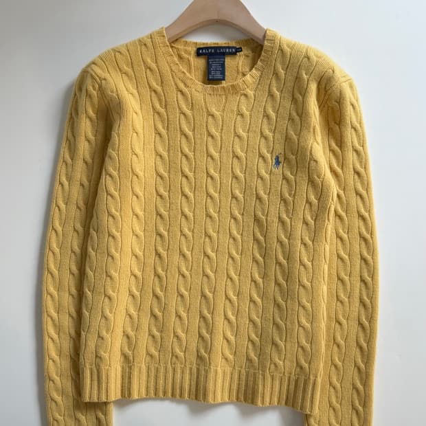 Polo 랄프로렌 옐로우컬러 울캐시미어 케이블 니트