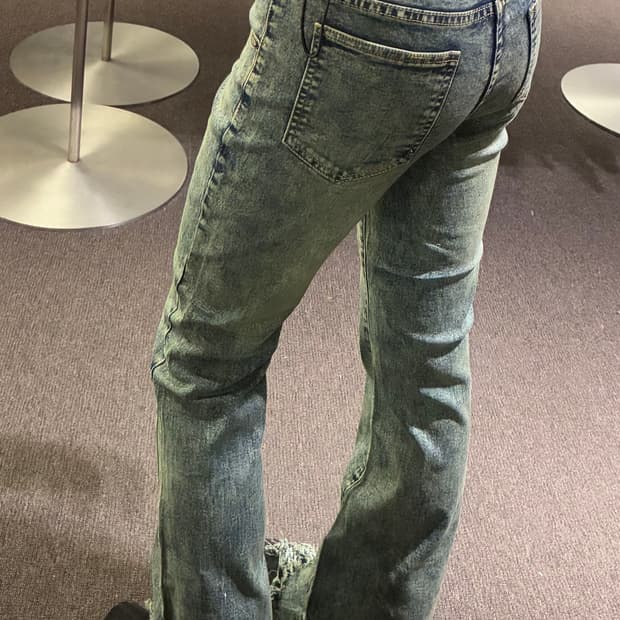 S)Japanese vintage 여성 프린지 부츠컷 데님팬츠