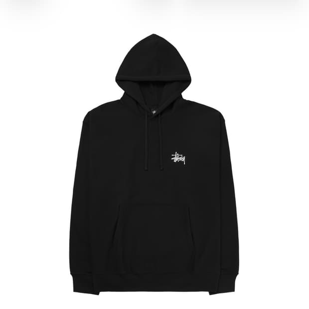 스투시 베이직 스투시 후드 블랙 L