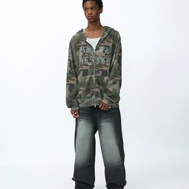 (택O) 스웨이드 suade 써멀 카모 후드집업 (m)