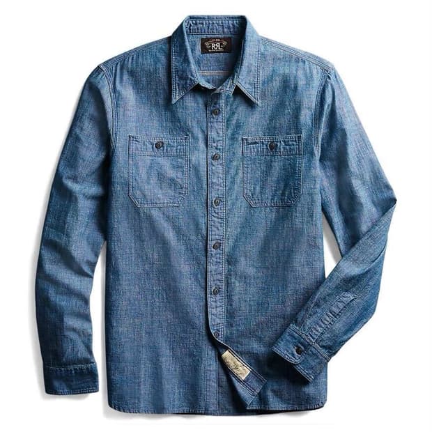 RRL 인디고 샴브레이 워크셔츠  S사이즈
